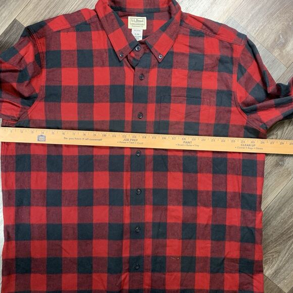 LL Bean Mens Shirt XL Red Plaid Cotton Flannel Traditional Fit Button Up - Picture 4 of 6